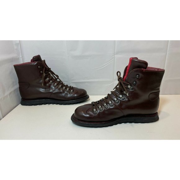 Prada Men's Combat Hiking Boots Lace Up Leather Shoes Brown Size 8.5 - Picture 4 of 10